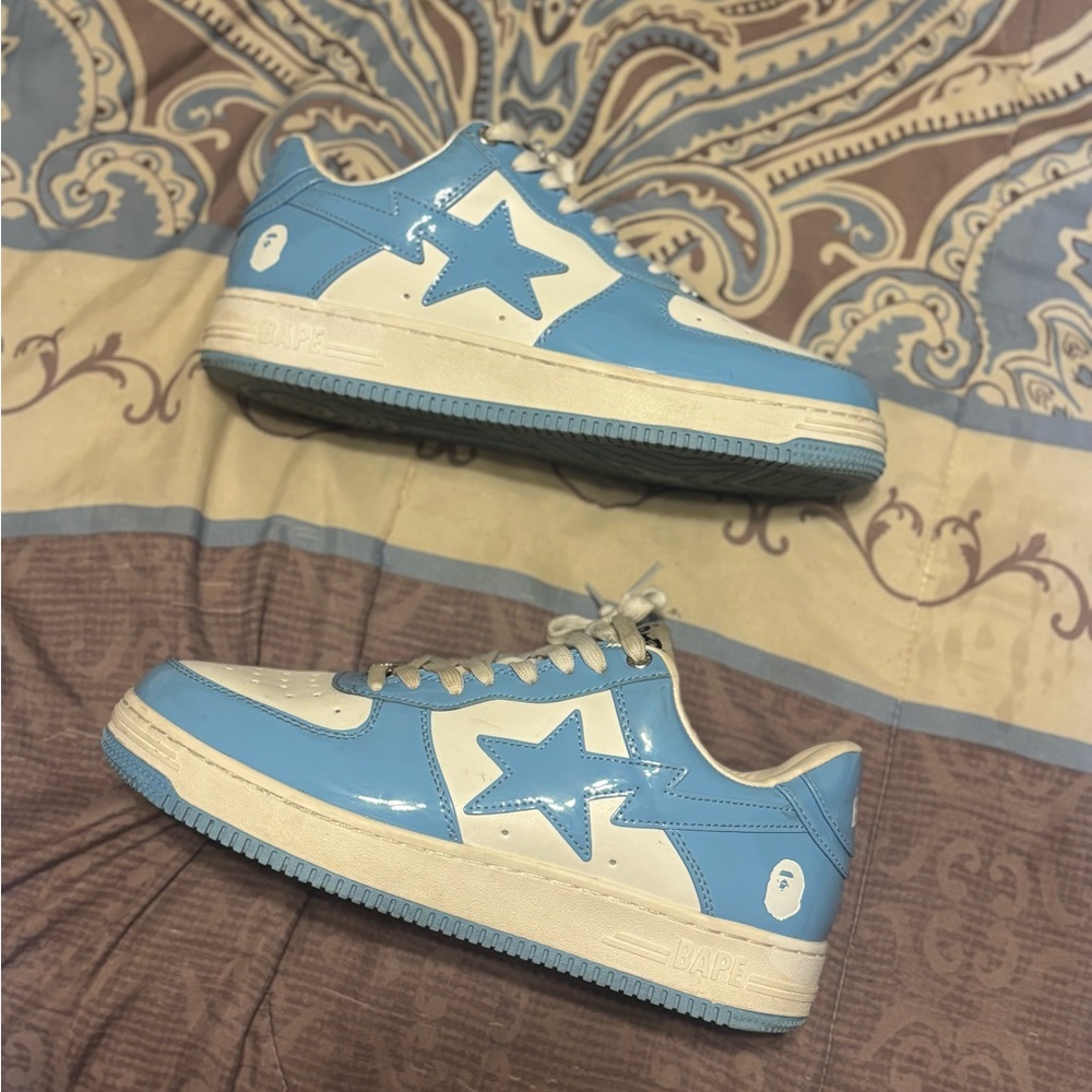 Bape Kids Sky Blue and White Sneakers